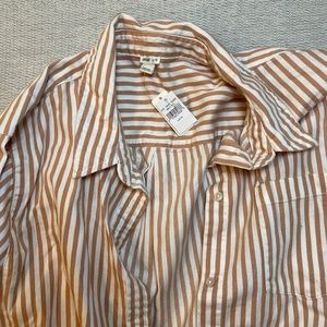 NWT Aerie Striped Button Up Women’s Size XL Tan White AE